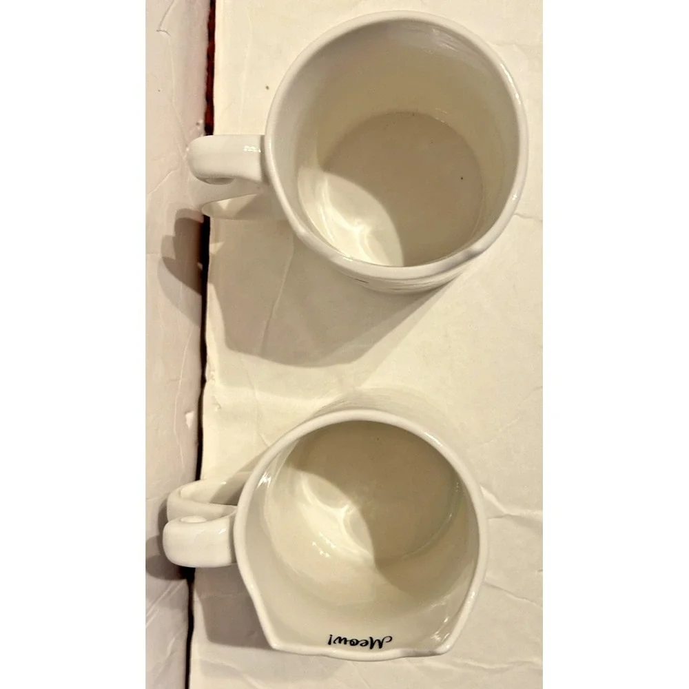 Cute Kitten Cat Mug Novelty Tail Handle Ceramic Kitschy Cup Lot Of 2
